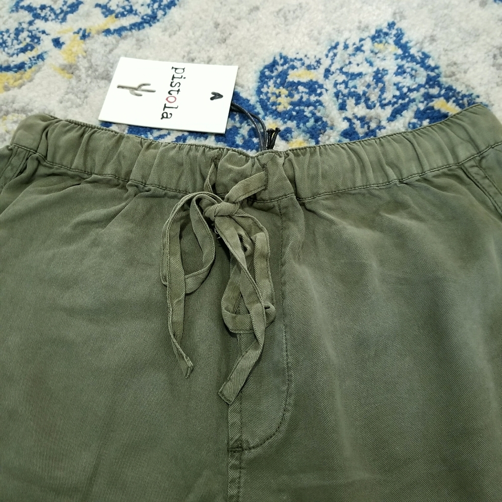 Pistola Dolphin Hem Drawstring Shorts Olive Green - Picture 5 of 7
